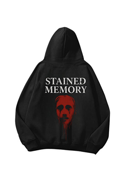 1blood سويت شيرت هوديي أسود كبير الحجم مطبوع عليه ميموري ميكرد للجنسين