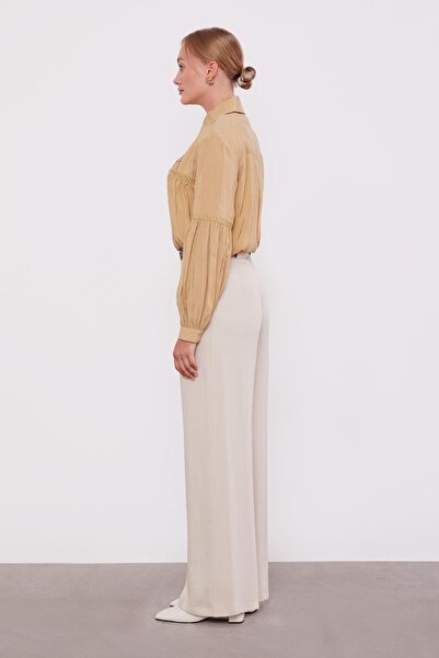 Levidor Stone Belted Palazzo Trousers