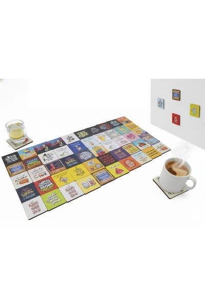 Handmade مجموعة 6 قطع كوستر الضحكة والديكور ,قواعد أكواب خشبية بعبارات كوميدي...