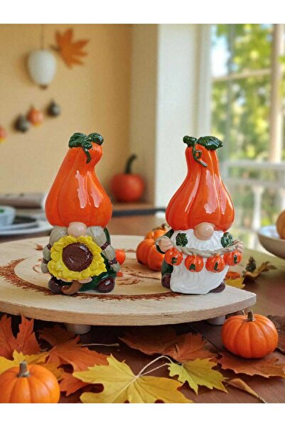 lambader Dekoratif Kabaklı ve Ayçiçekli Cüce Çifti Obje
