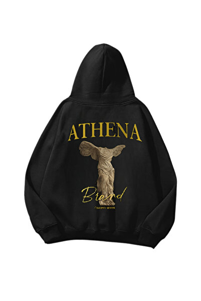 Gofeel Athena II cu imprimeu Negru supradimensionat Hanorac unisex Swea tricou