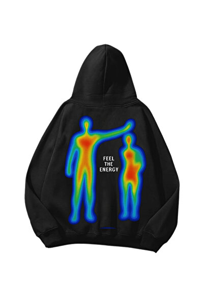 1blood Thermal Duo Pose cu imprimeu Black supradimensionat Hanorac unisex Swe...