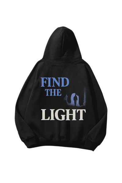 Gofeel Pronađi The Light Štampano crna Oversize kroj unisex majica sa kapuljačom