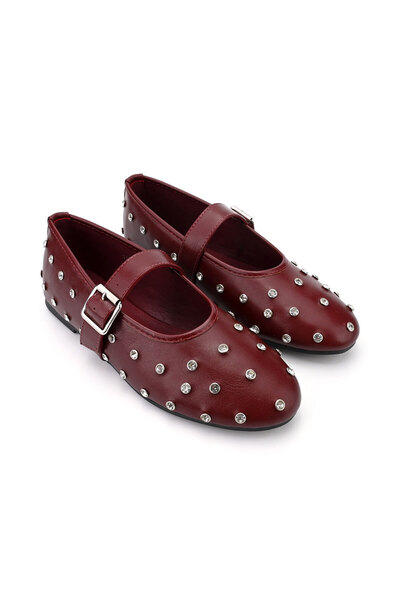 Tmall Casual Women's Ballet Flats, With Sparkling Rhinestones, BL501, Burgundy