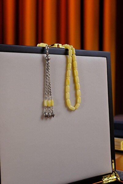 dergah tesbih Kapsül Model 3'lü Gümüş Püskül Tasarım Damla Kehribar Tesbih (Amber), (مسبحة قطرة كهريبار)