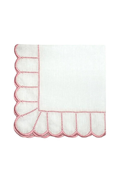 Table Alp Lüks Amerikan Servis Peçete Serisi – %100 Keten Pembe Nakışlı 2’li Set (4 Parça)