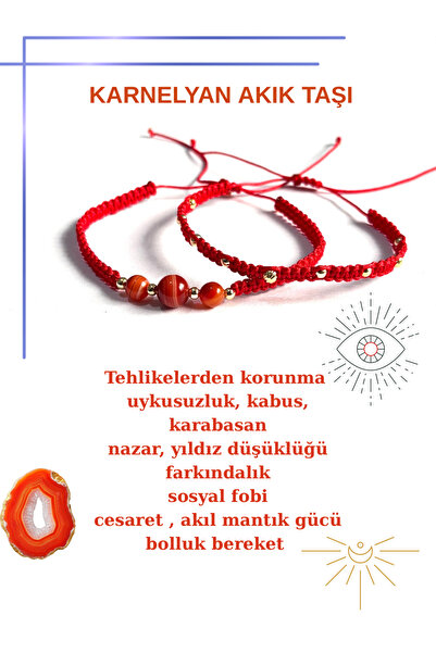 KIRMIZICOSMETİCS Karnelyan Agate Macrame Bracelet. Certified Original