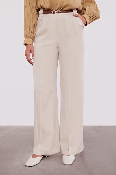 Levidor Stone Belted Palazzo Trousers