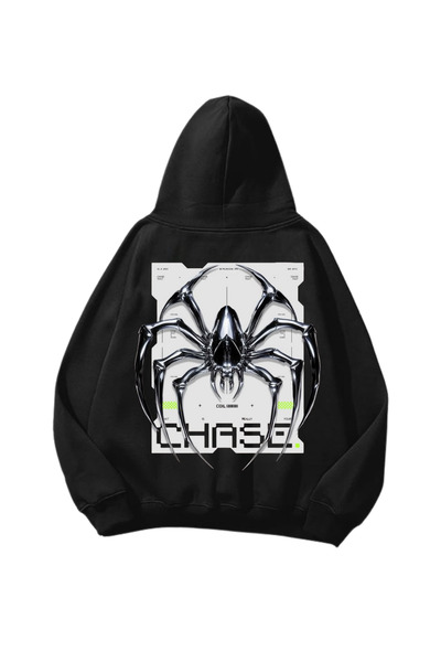 Gofeel Чорна оверсайз-худі з принтом Chase, унісекс