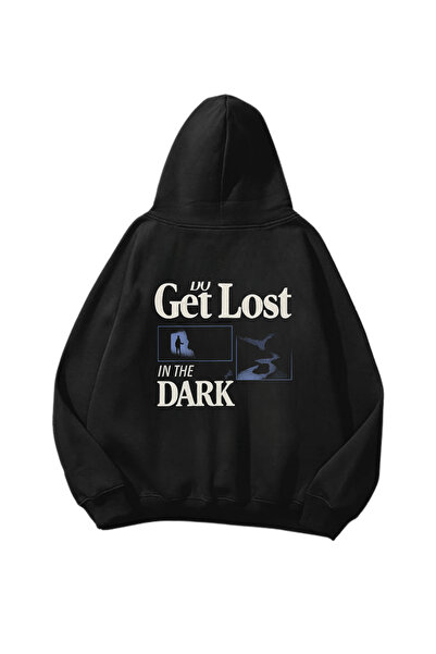 Gofeel Get Lost In The Dark cu imprimare Hanorac unisex supradimensionat negru