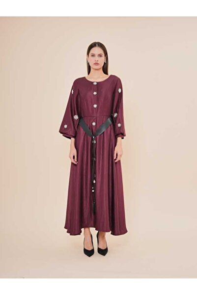 SERPİL Taş Detaylı Kemer Aksesuarlı Uzun Şık Kadın Elbise 51069
