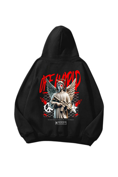 Gofeel Trap God Štampano Crna Oversize kroj Unisex majica sa kapuljačom