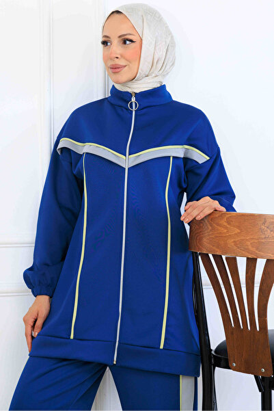 benguen Σετ Scuba Double με λεπτομέρεια ρίγες N5347 Μπλε