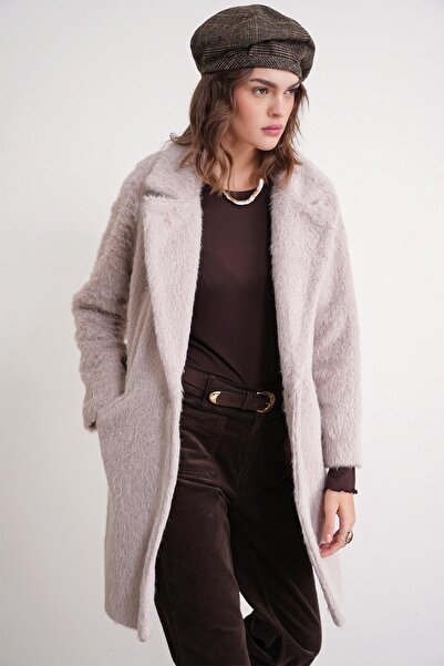 Mixray 4746 Γυναικείο μακρύ πουπουλένιο παλτό μπεζ