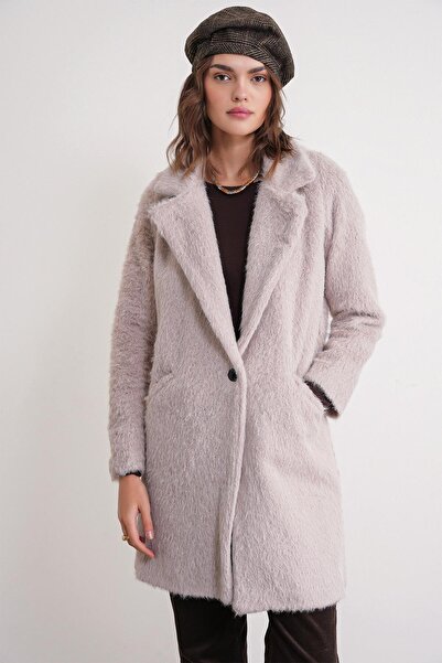 Mixray 4746 Γυναικείο μακρύ πουπουλένιο παλτό μπεζ