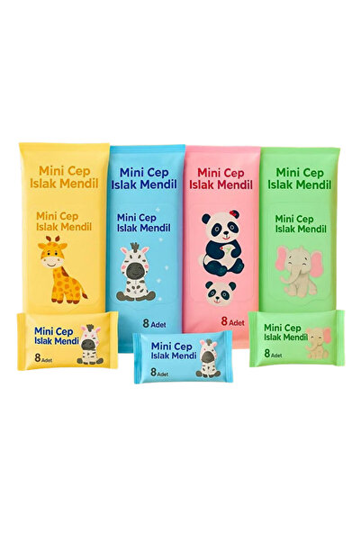 Mini Toyz مناديل مبللة صغيرة للجيب 2 قطعة عبوة من 8