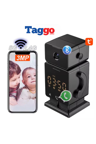 Taggo Cameră de securitate inteligentă cu ceas de perete - WiFi, detecție mișcare, vedere nocturnă, 3MP
