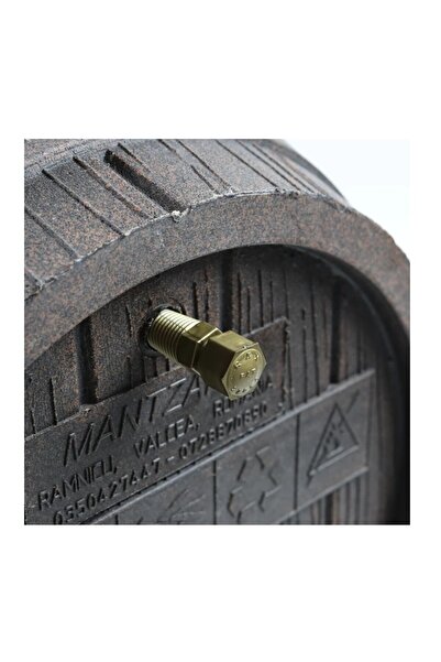 Lumi LUXURY Food-grade plastic barrel for wine, with lid, 90 liters, brown D 42 cm, cup and aerator