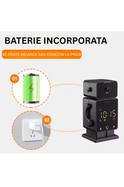 Taggo Cameră de securitate inteligentă cu ceas de perete - WiFi, detecție mișcare, vedere nocturnă, 3MP