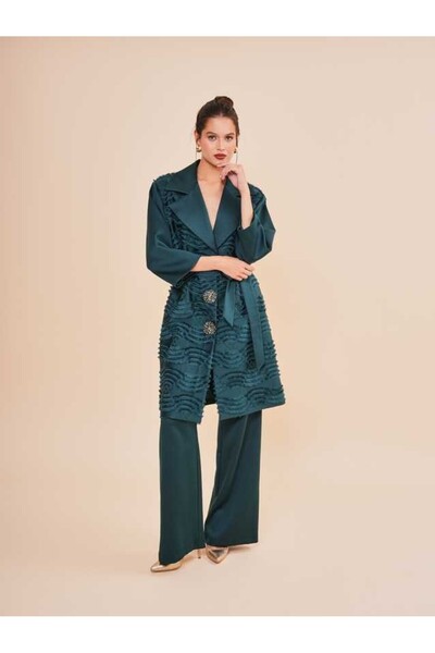 SERPİL Jakarlı Kuşaklı Şık Kadın Kaban 50876