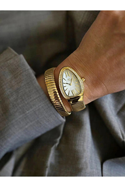 FERRO Sarı Çelik Kordon Kadın Kol Saati FL40154A-B 3ATM Su Geçirmez 2 Yıl Garantili HediyePaketli