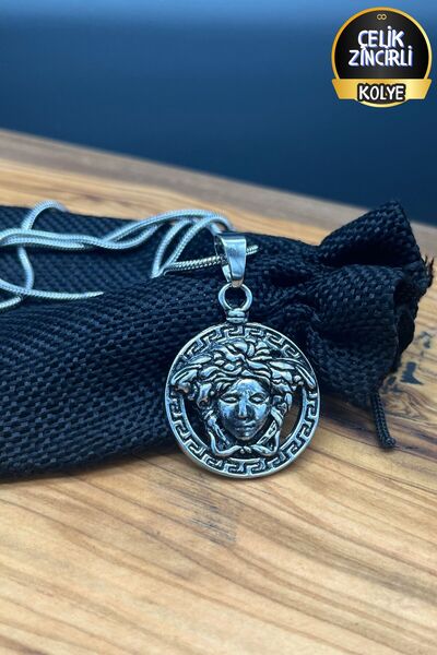 Balzamin Design Medusa Gücü – 60 cm Çelik Zincirli Unisex Paslanmaz Çelik Özel Tasarım Kolye