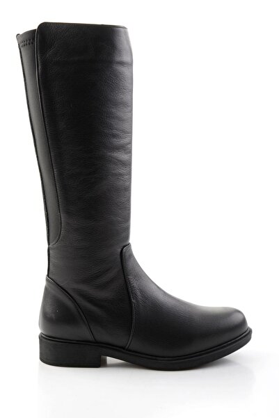 Bambi Siyah Hakiki Deri Kadın Çizme K03586444403