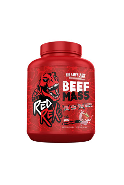 BIG RAMY LABS كتلة لحم بقري، 50 غرام بروتين، 6 أرطال، فراولة، 14 حصة