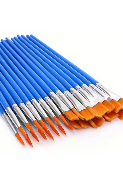 Sanathobi Набір плоских і круглих пензлів, акрил, акварель, олійні фарби, DIY-малювання, кераміка, пензлі для малювання — 10 штук