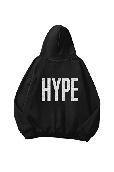 Gofeel Hype II Štampano crna Oversize kroj unisex majica sa kapuljačom