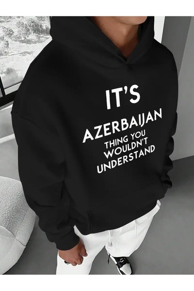 CLASİVA سويت شيرت بقلنسوة كاجوال أنيق بتصميم أذربيجان قصة فضفاضة للجنسين للمو...