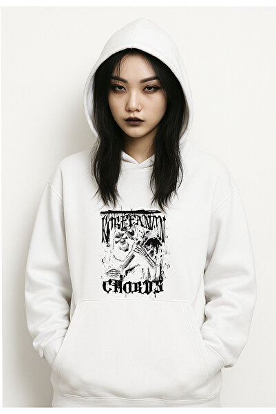 Korefanzin Μαύρο φούτερ με κουκούλα με σχέδιο γοτθικού στυλ