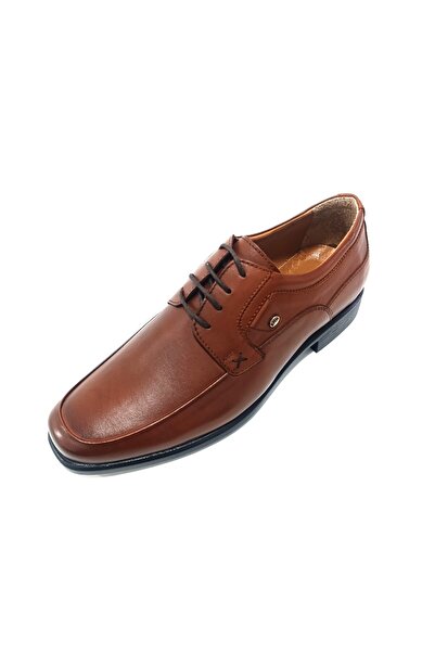 LİCCAS Erkek Mevsimlik Klasik Kundura Hakiki Deri Kauççuk Taban Bağcıklı Taba Rengi Suya Dayanıklı