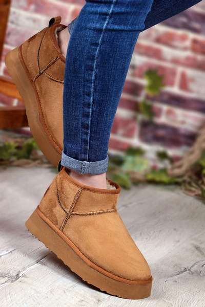 Lively Stylish Andra Taba Kadın Kalın Taban Süet İçi Kürklü Rahat Günlük Bot