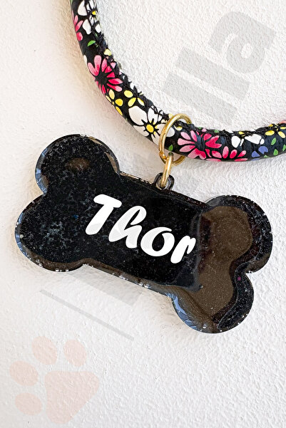 Petella İsimli Köpek Kolyesi Çiçek Desenli Ayarlanabilir Köpek Tasması