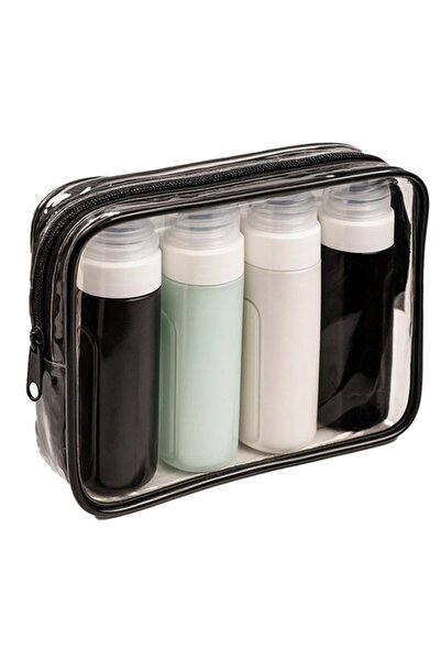 Trizand Set calatorie avion 4 recipiente 90ml cu geanta transparenta rezistenta la lichide