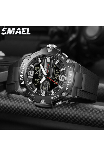 SMAEL Men's sports watch Black Date display Stopwatch Light