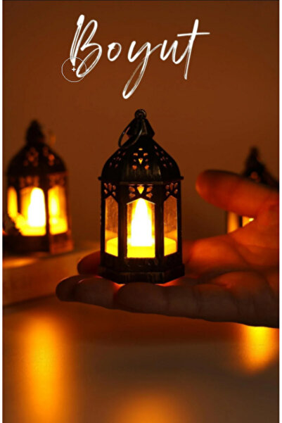 NUBLADO Led Mum Retro Sokak Lambası Tip Dumansız Pilli Alevli Dekoratif Yapay Mum Işıldak Bakır 1036-5