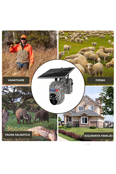 Taggo Cameră de supraveghere 4G HD pentru animale sălbatice, 4MP, alimentată cu energie solară și cu detecție de mișcare