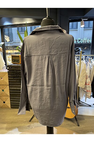 Forever Kadın Taşlı Nakış İşlemeli Uzun Kollu Pamuk Gömlek