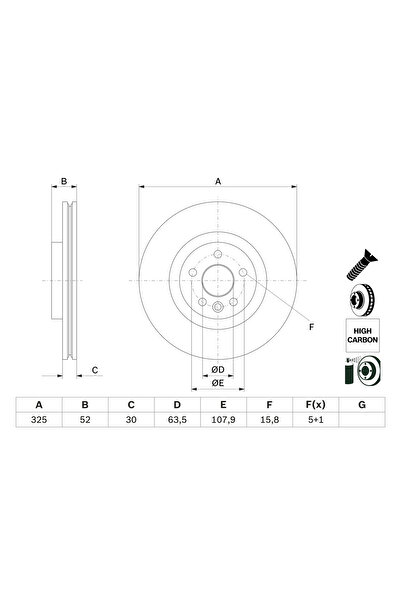 Bosch Disc Frana Jaguar E-Pace Land Rover Discovery Sport/Range Rover Evoque