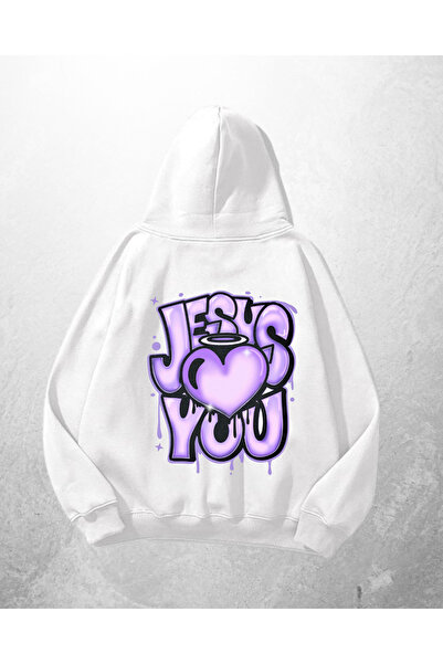 Gofeel Bela unisex majica sa kapuljačom Jesus You Štampano Oversize kroj