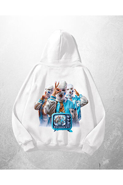 Gofeel Bela unisex majica sa kapuljačom Bunny Gang Štampano Oversize kroj