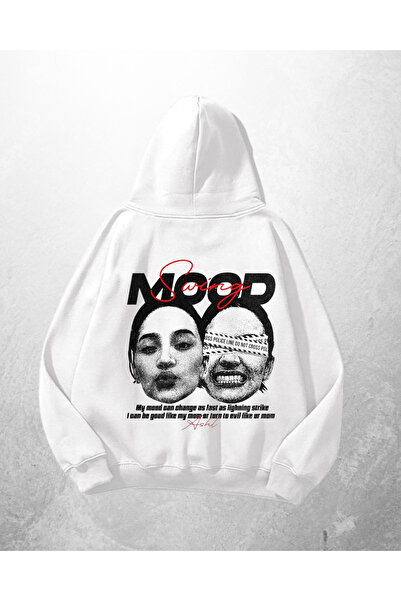 Gofeel Bela unisex majica sa kapuljačom Mood Štampano Oversize kroj