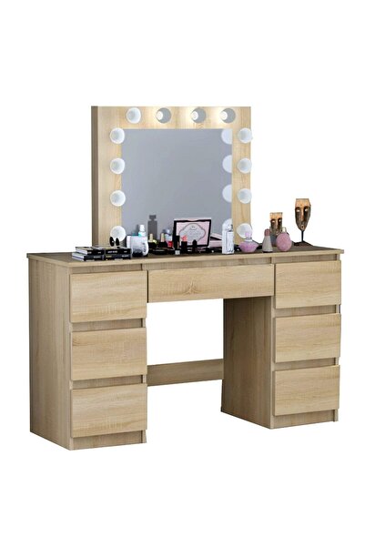 Artool Dressing table/makeup table, Artool, Vanessa, oak, with mirror and LEDs, 130x43x143 cm