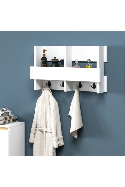 Ninnimo Selin Portmanto Duvar Askılığı Elbise Askılığı Banyo Askılığı Beyaz Mdf