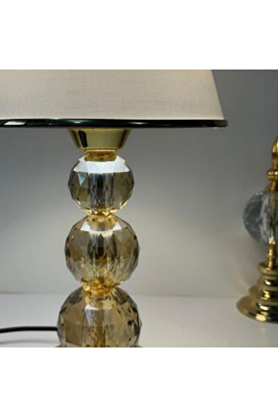 Art&Gift Mooncher Glass Body Gold Metal Lampshade Gold Striped Cream Fabric Headboard Night Light