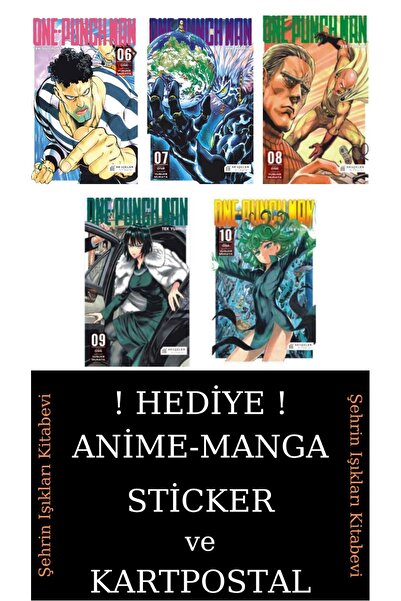 Akılçelen One Punch Man 6-7-8-9-10 Manga Seti (5 KİTAP) / Tek Yumruk / Anime-Manga Sticker ve Kartpostal