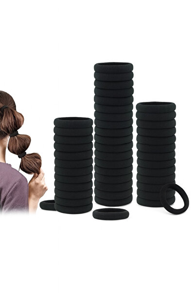 AURRARİ Women's Large Size Black 50-Piece Rubber Buckle Set