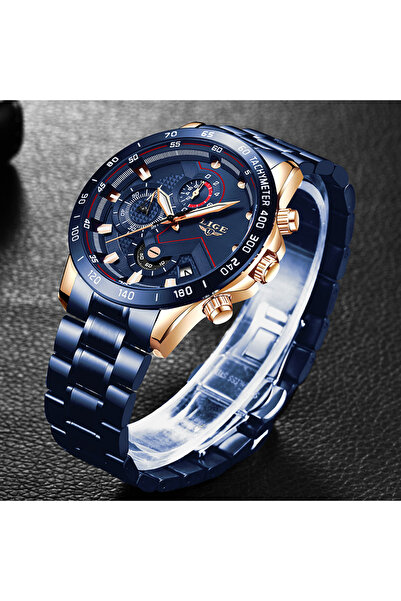 Lige Ceas bărbătesc Business Elegant Cronograf Elegant Oțel inoxidabil Cuarț